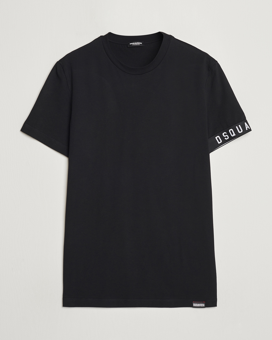 Heren | T-shirts | Dsquared2 | Taped Logo Crew Neck T-Shirt Black/White