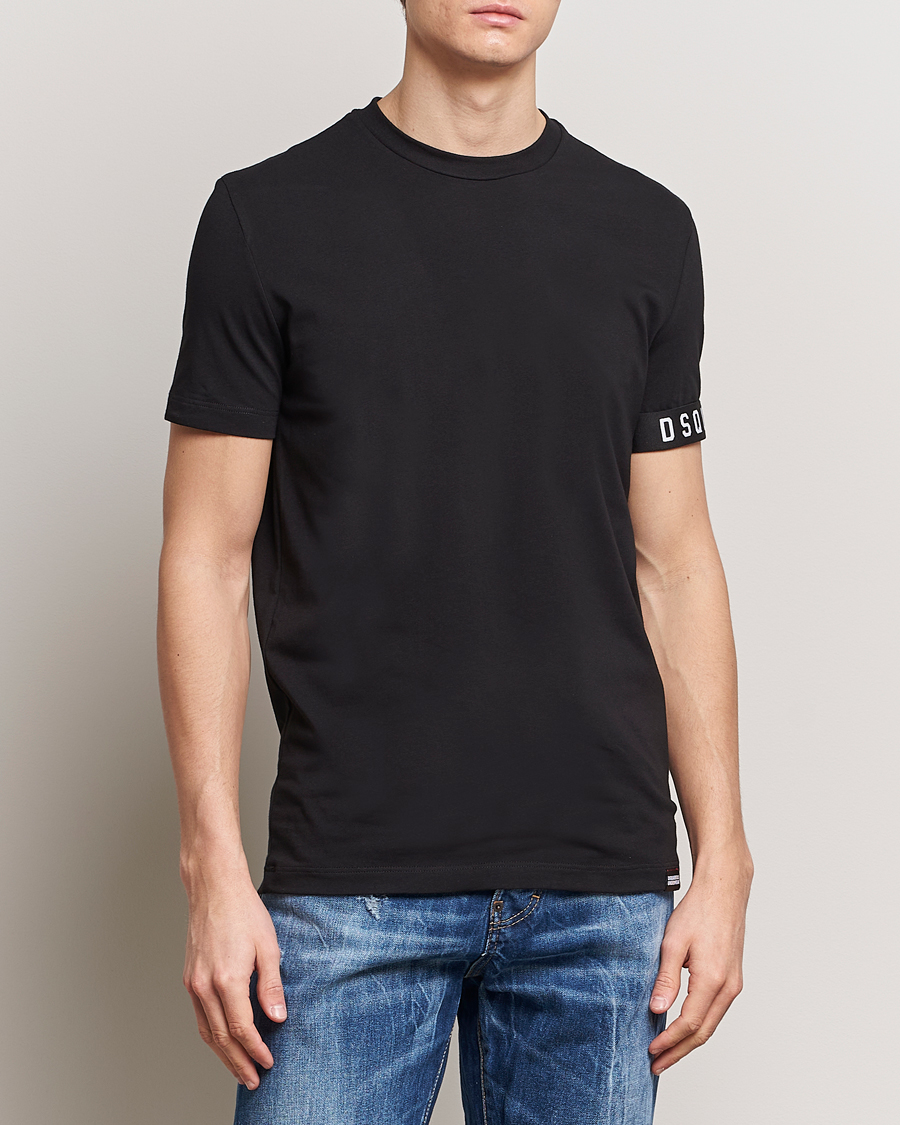 Heren | T-shirts met korte mouwen | Dsquared2 | Taped Logo Crew Neck T-Shirt Black/White
