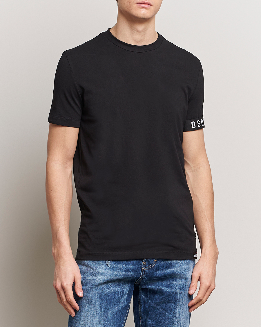 Heren | Dsquared2 | Dsquared2 | Taped Logo Crew Neck T-Shirt Black/White