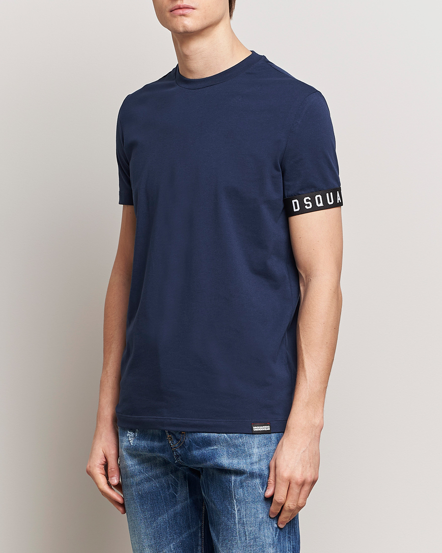 Heren | Dsquared2 | Dsquared2 | Taped Logo Crew Neck T-Shirt Navy/White