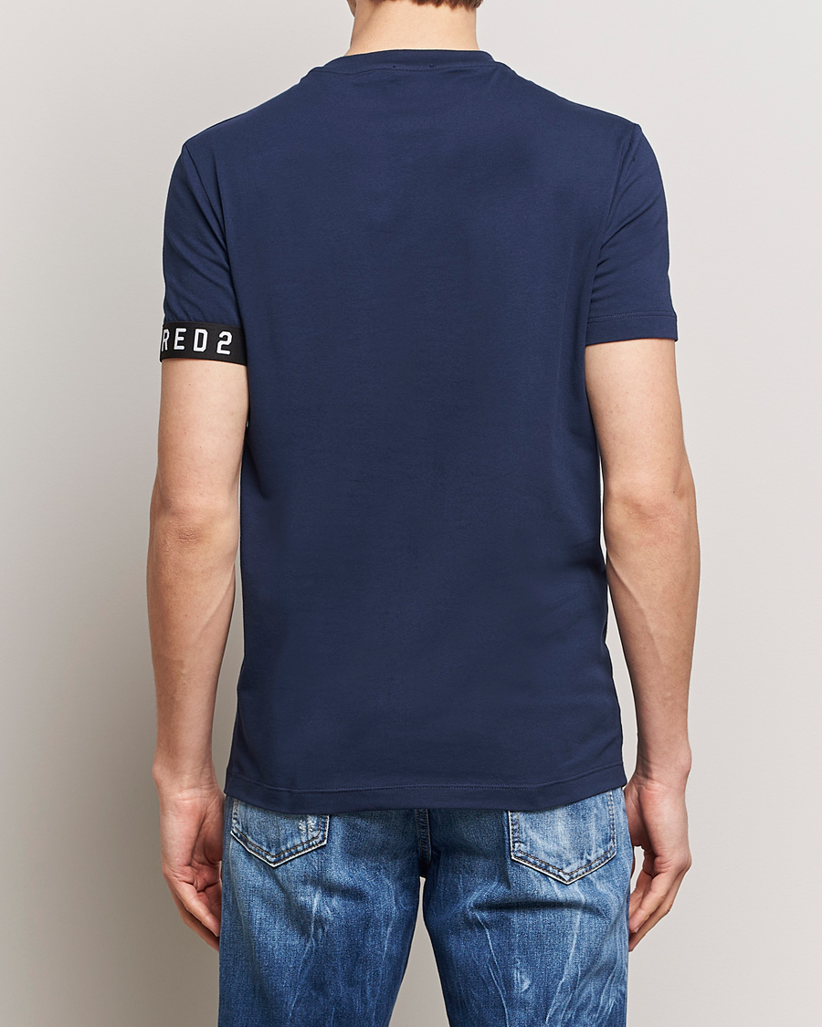 Heren | T-shirts | Dsquared2 | Taped Logo Crew Neck T-Shirt Navy/White