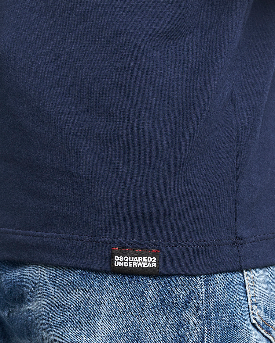 Heren | T-shirts | Dsquared2 | Taped Logo Crew Neck T-Shirt Navy/White