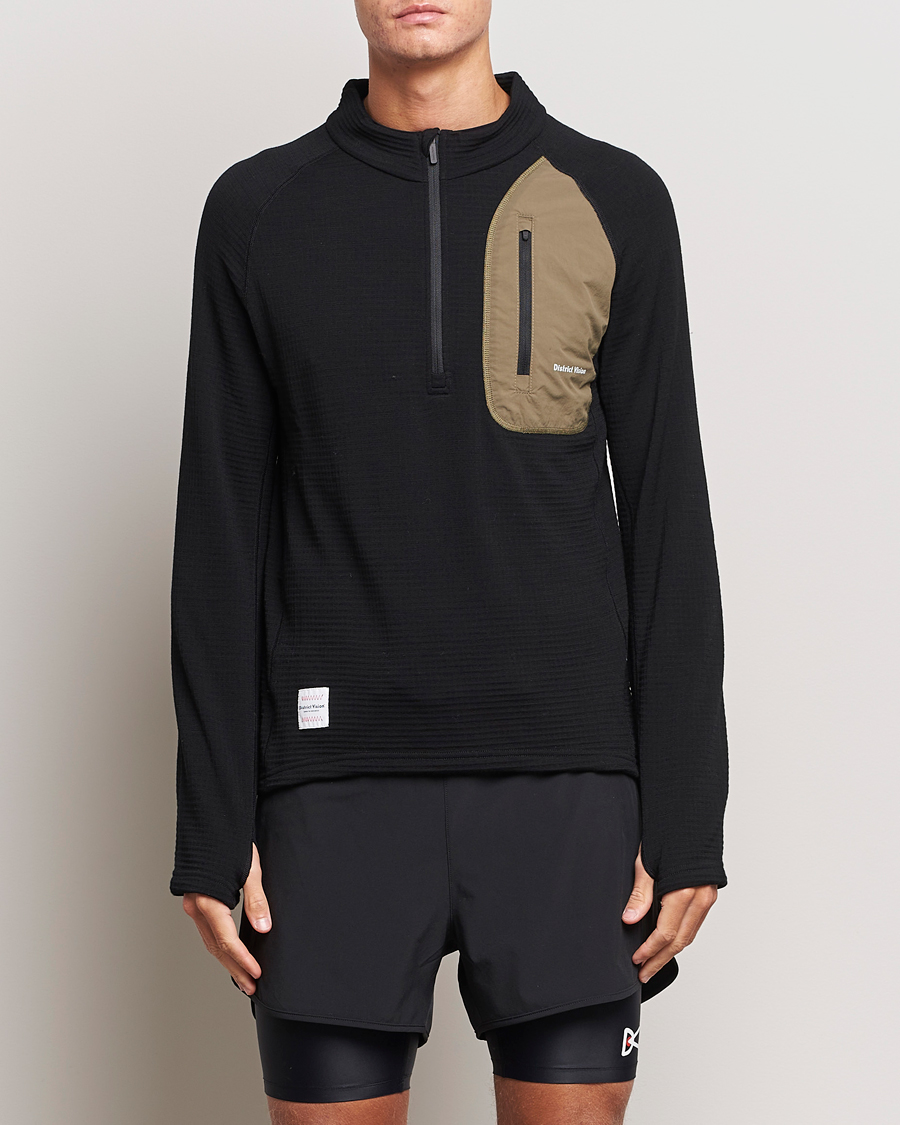 Heren | Half-zip | District Vision | Half-Zip Merino Grid Fleece Black