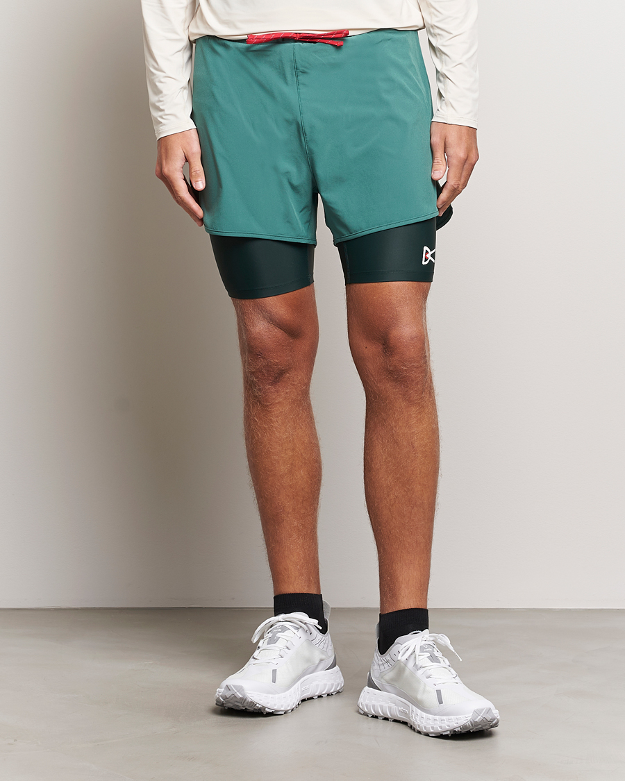 Heren | Active | District Vision | Layered Pocketed Trail Shorts Pine