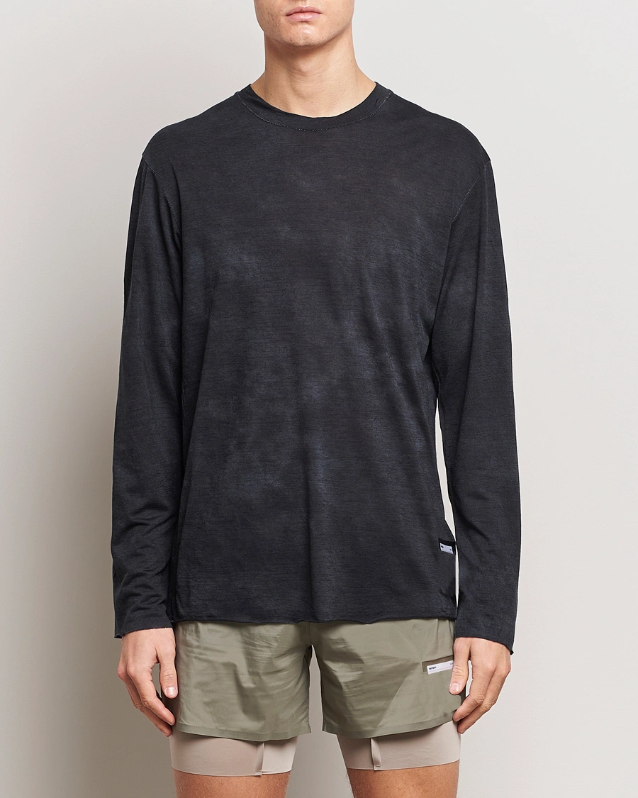 Heren | T-Shirts | Satisfy | CloudMerino Long Sleeve T-Shirt Batik Black