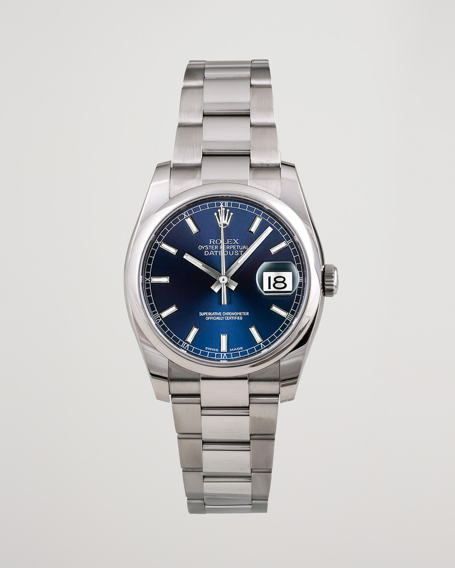 Heren | Rolex Pre-Owned Datejust 116200 Oyster Perpetual Steel Black Steel Blue | Rolex Pre-Owned | Datejust 116200 Oyster Perpetual Steel Black Steel Blue