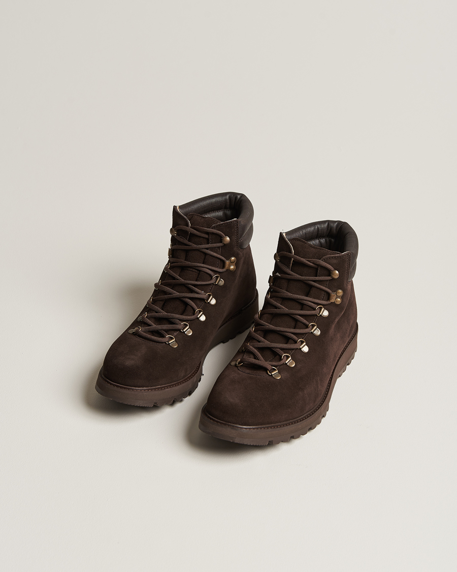 Heren | Veterlaarzen | Myrqvist | Duved II Laced Boot Dark Brown Suede