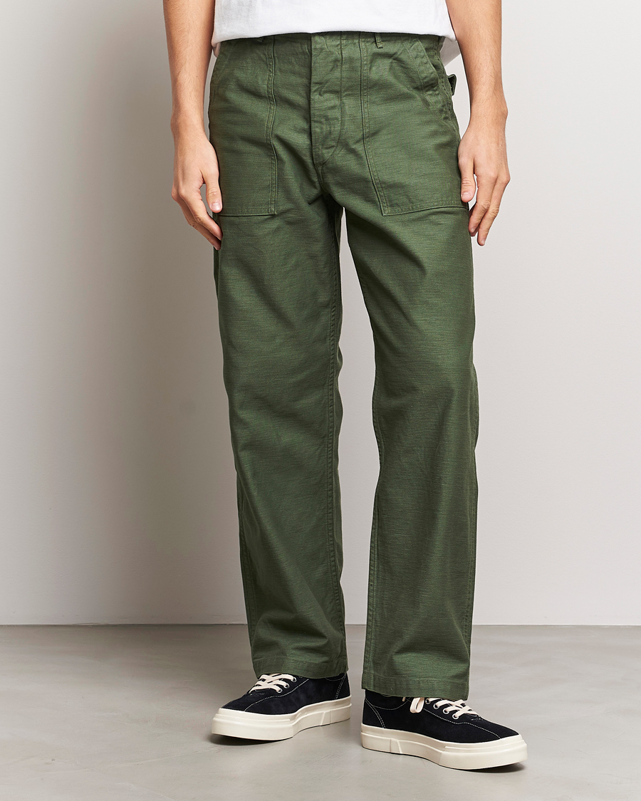 Heren | Chino's | orSlow | Regular Fit Original Sateen Fatigue Pants Green