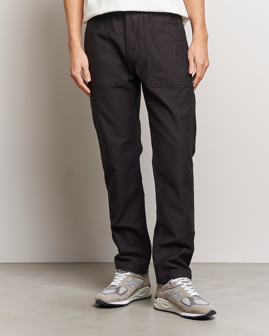 Heren | Chino's | orSlow | Slim Fit Original Sateen Fatigue Pants Black