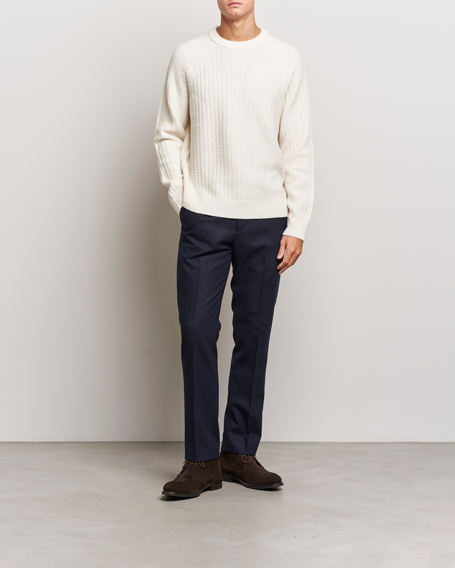 Heren | Truien | GANT | Textured Raglan Knitted Crew Neck Cream