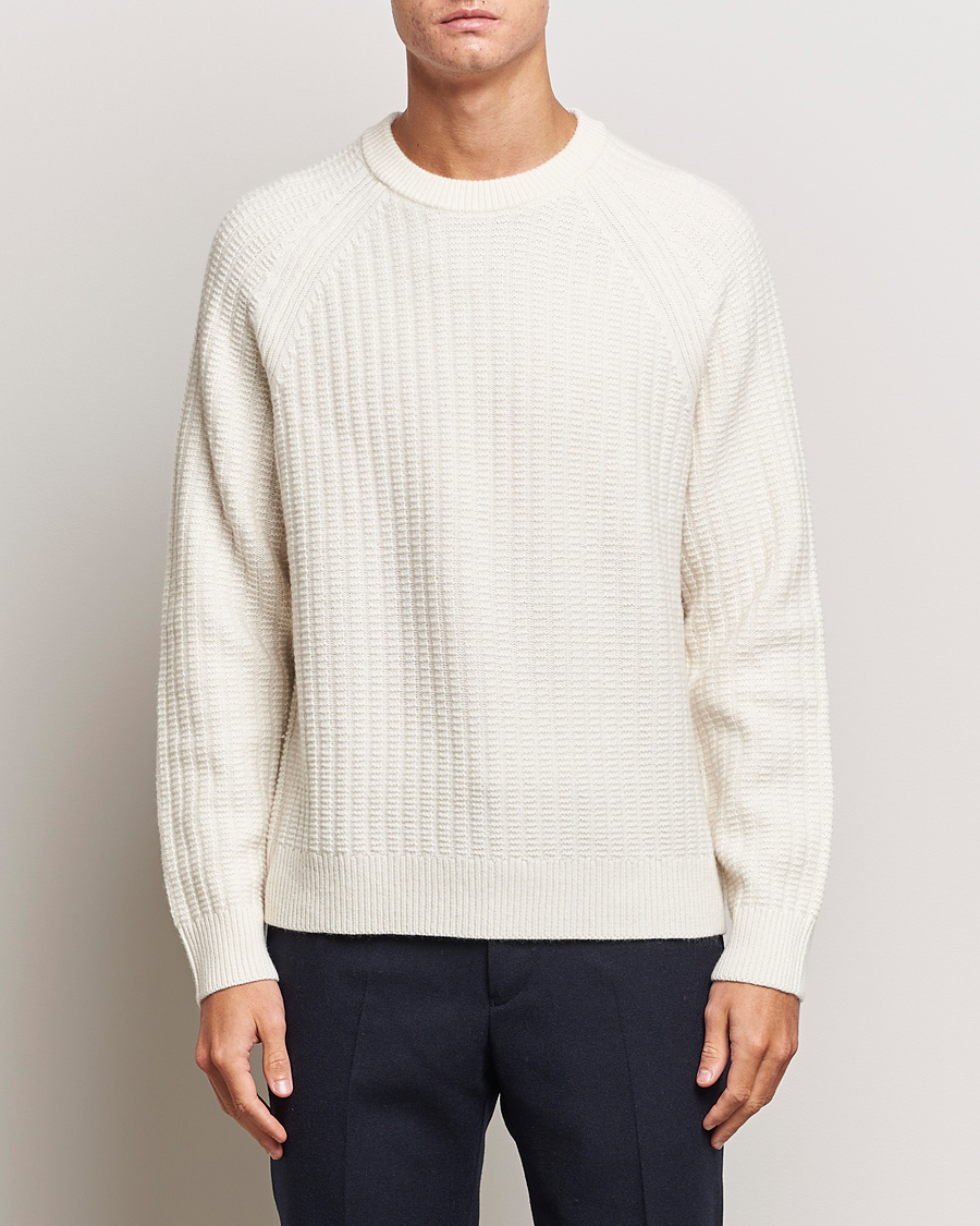 Heren | Truien | GANT | Textured Raglan Knitted Crew Neck Cream