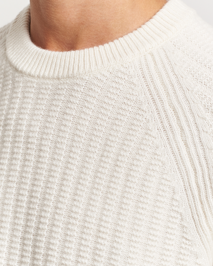 Heren | Truien | GANT | Textured Raglan Knitted Crew Neck Cream