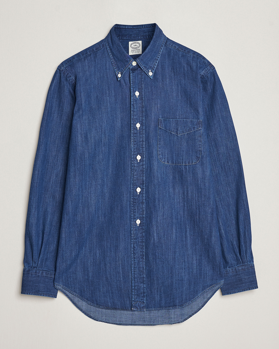 Heren | Overhemden | Kamakura Shirts | Vintage Ivy Denim Button Down Shirt Dark Indigo