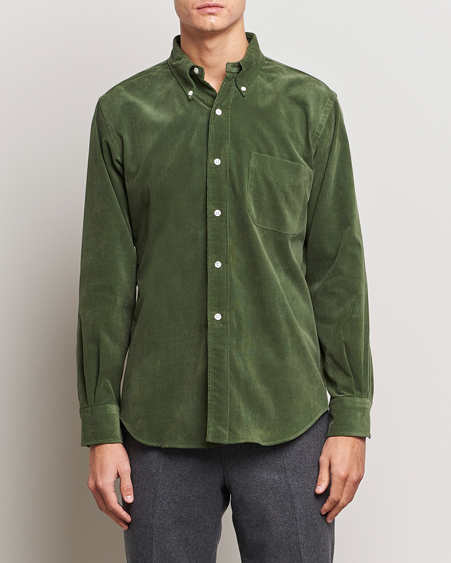 Heren | Overhemden | Kamakura Shirts | Vintage Ivy Japanese Corduroy Shirt Green