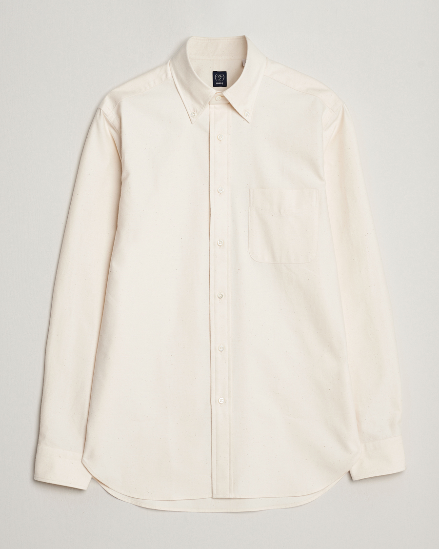 Heren | Overhemden | Beams F | Cotton Flannel Button Down Shirt Off White