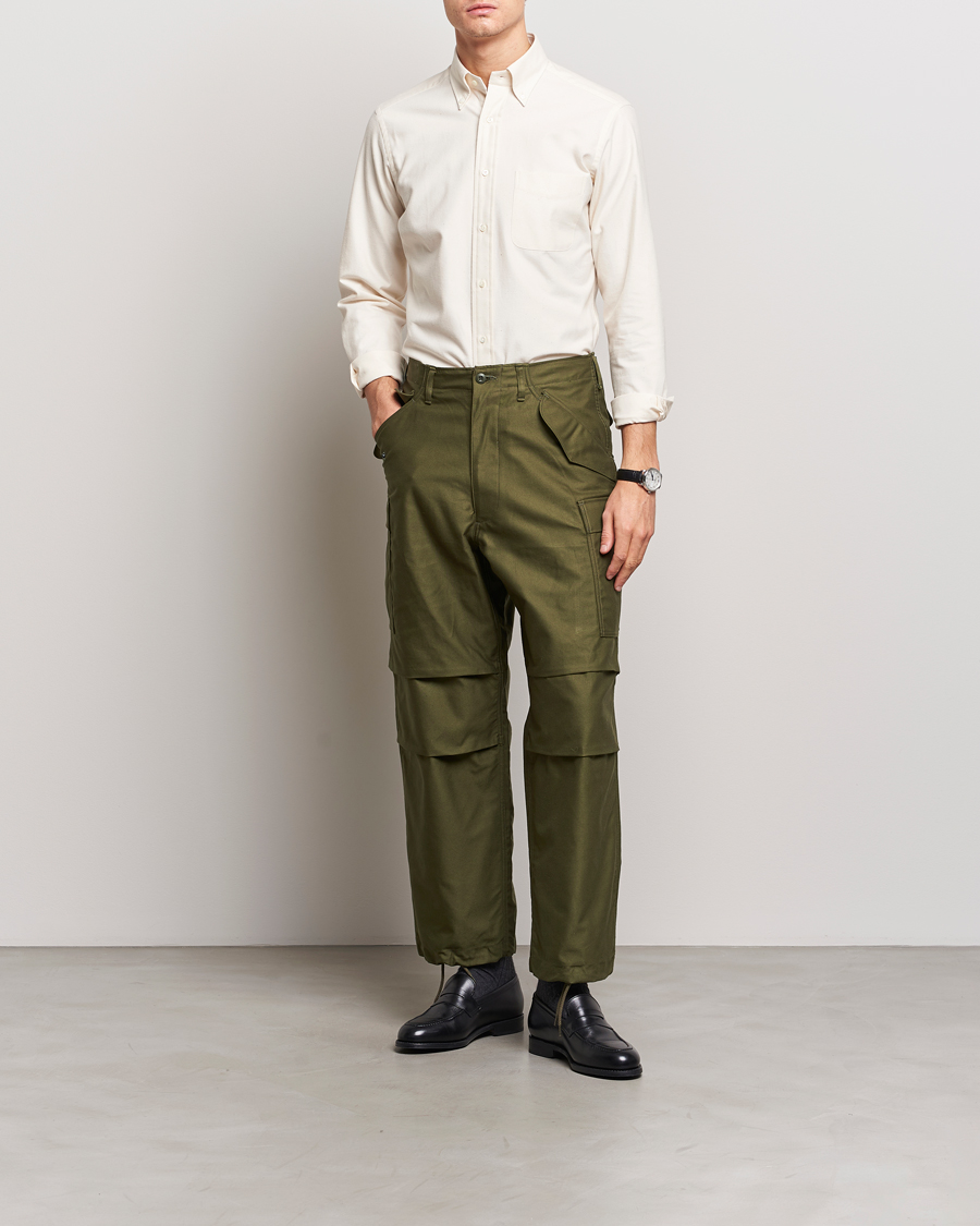Heren | Overhemden | Beams F | Cotton Flannel Button Down Shirt Off White