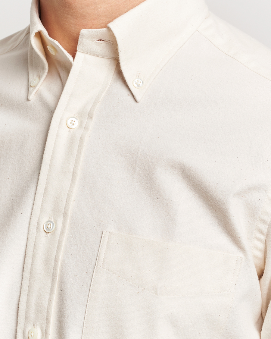 Heren | Overhemden | Beams F | Cotton Flannel Button Down Shirt Off White