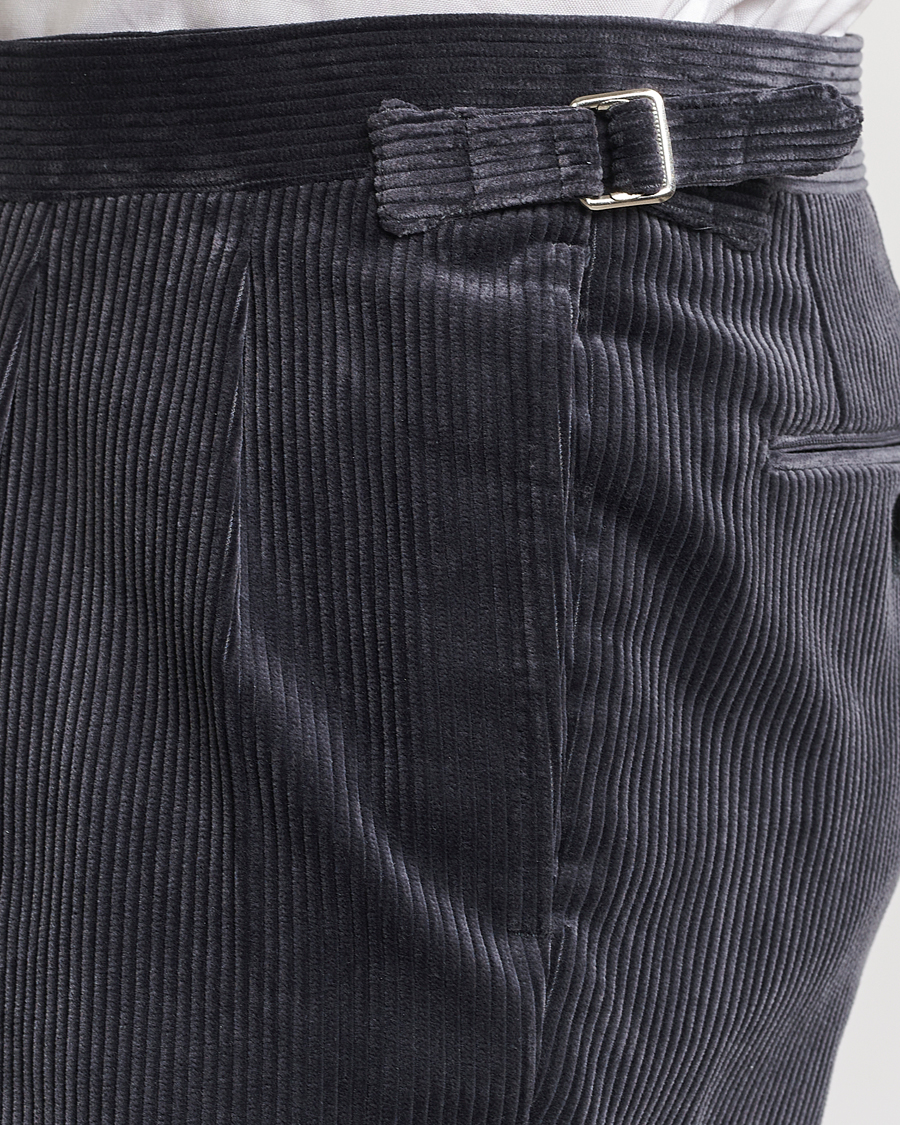 Heren | Broeken | Beams F | Corduroy Side Adjuster Trousers Charcoal