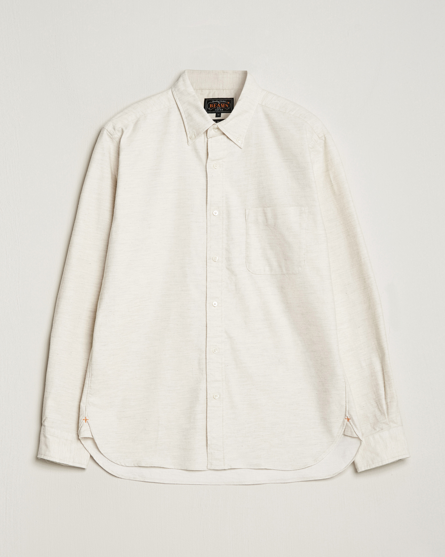 Heren | BEAMS PLUS | BEAMS PLUS | Flannel Button Down Shirt Off White