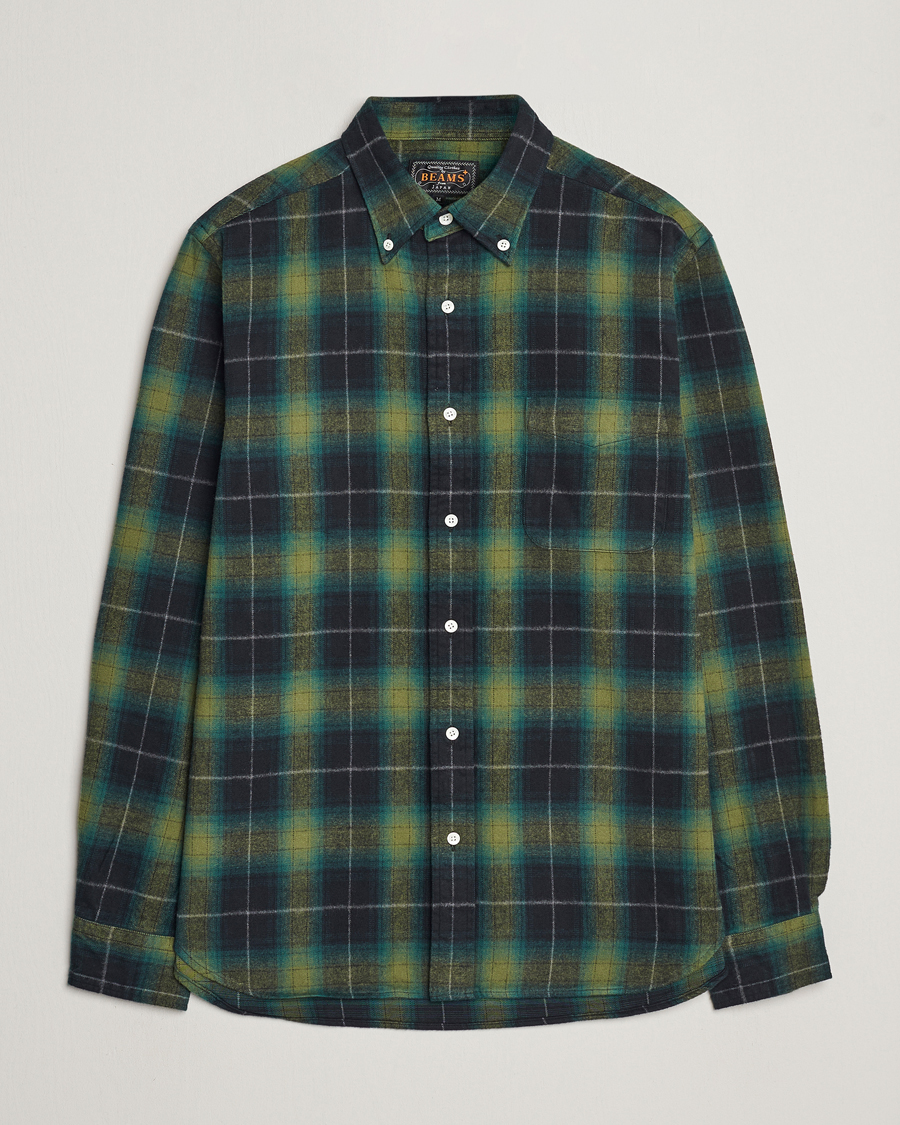Heren | Overhemden | BEAMS PLUS | Shaggy Flannel Button Down Shirt Green Check