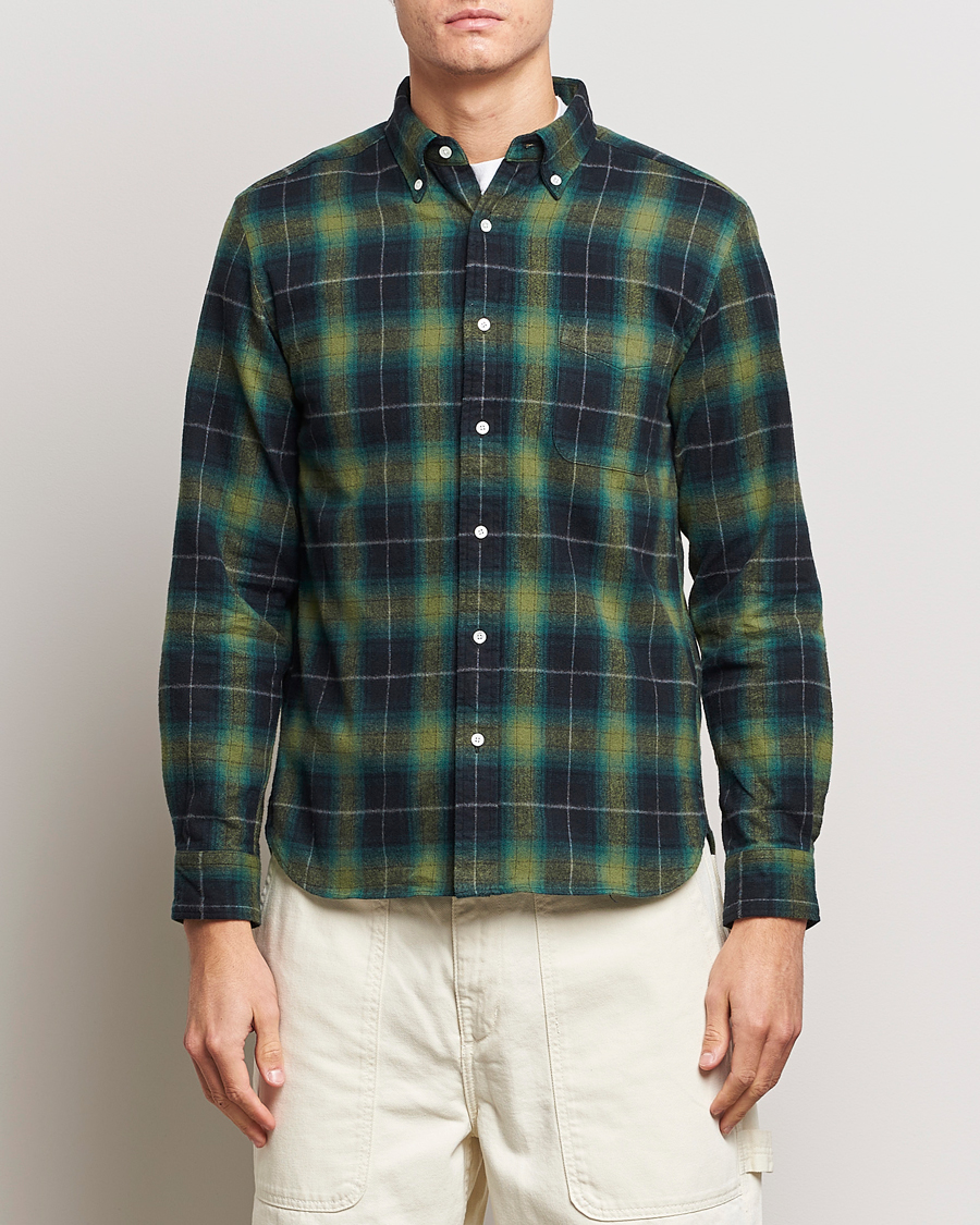 Heren | Overhemden | BEAMS PLUS | Shaggy Flannel Button Down Shirt Green Check