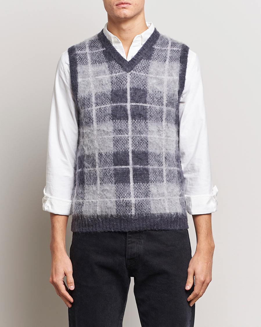 Heren | Truien | BEAMS PLUS | Check Mohair Vest Grey
