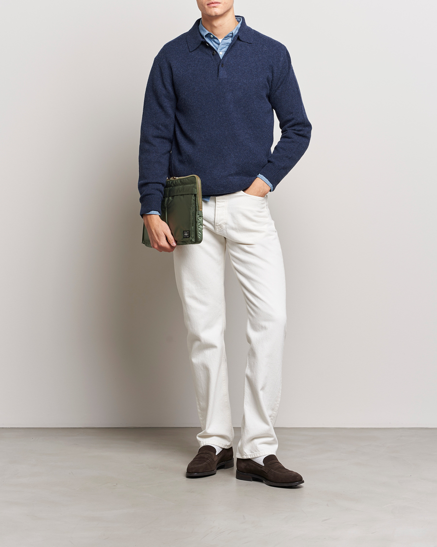 Heren | Truien | BEAMS PLUS | Knitted Wool Polo Navy
