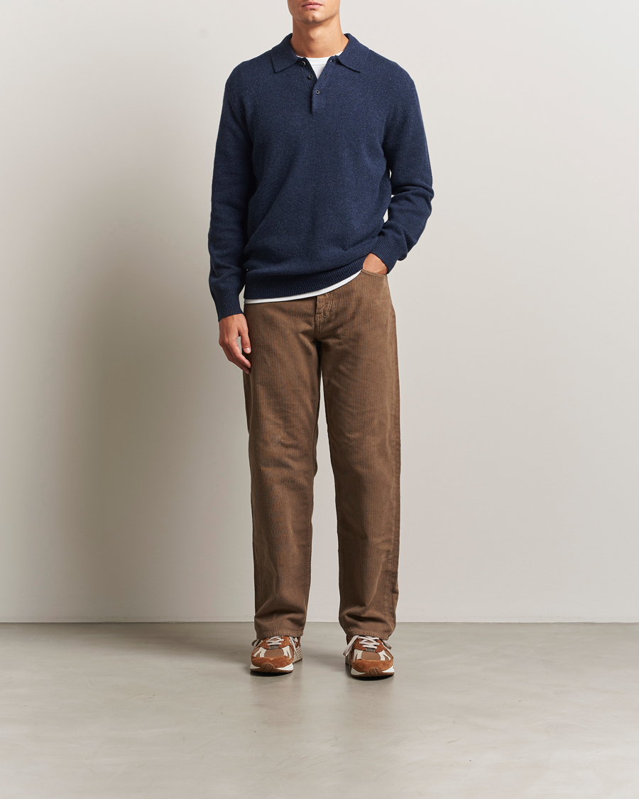 Heren | Truien | BEAMS PLUS | Knitted Wool Polo Navy