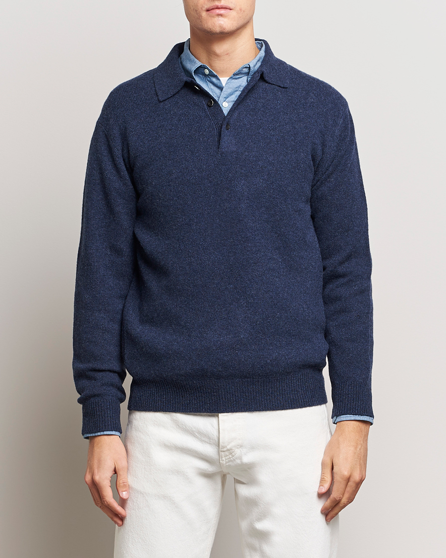Heren | Truien | BEAMS PLUS | Knitted Wool Polo Navy