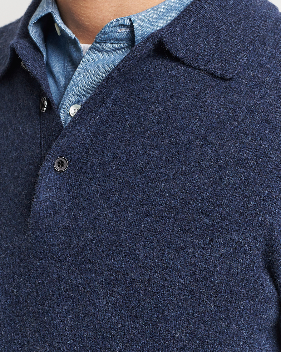 Heren | Truien | BEAMS PLUS | Knitted Wool Polo Navy