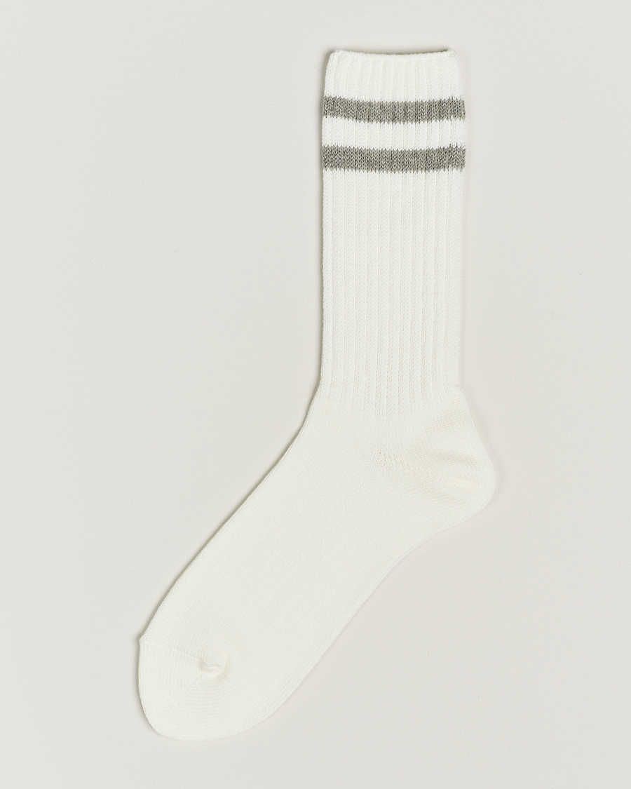 Heren | Ondergoed | BEAMS PLUS | Schoolboy Socks White/Grey