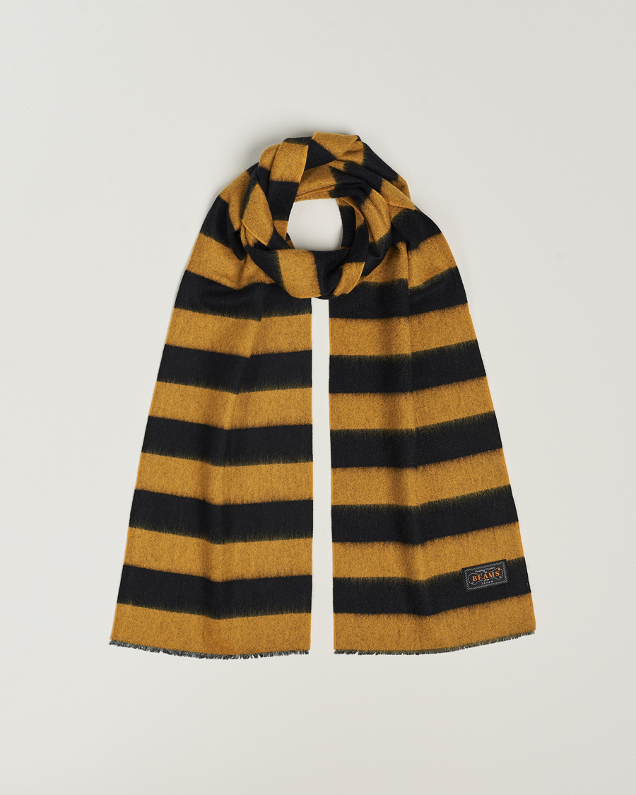 Heren | BEAMS PLUS Cashmere Stripe Scarf Black/Yellow | BEAMS PLUS | Cashmere Stripe Scarf Black/Yellow