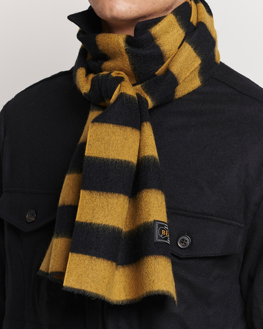 Heren |  | BEAMS PLUS | Cashmere Stripe Scarf Black/Yellow