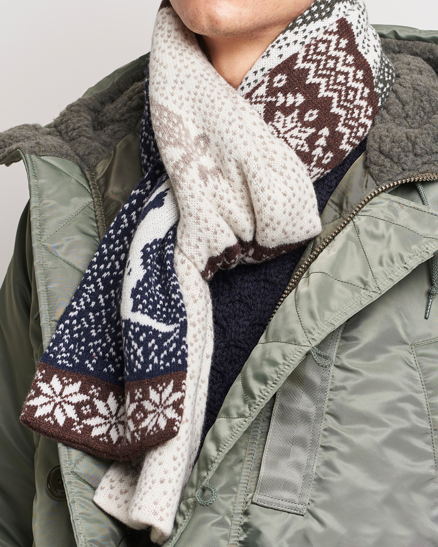 Heren | BEAMS PLUS Nordic Jacquard Muffler Scarf Natural | BEAMS PLUS | Nordic Jacquard Muffler Scarf Natural