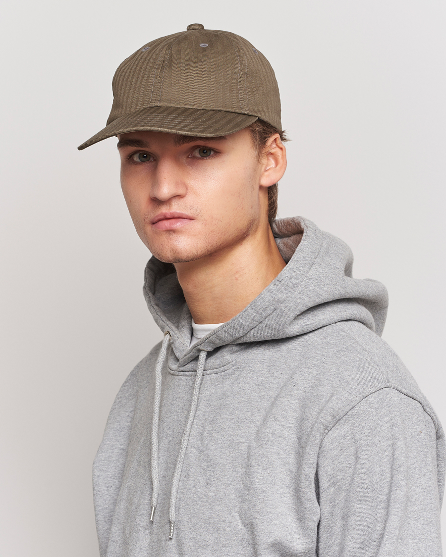 Heren |  | BEAMS PLUS | 6 Panel Herringbone Cap Olive