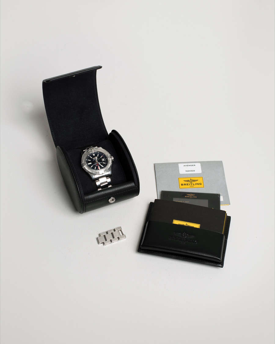 Heren | Breitling Pre-Owned Avenger II GMT A3239011 Steel Black | Breitling Pre-Owned | Avenger II GMT A3239011 Steel Black