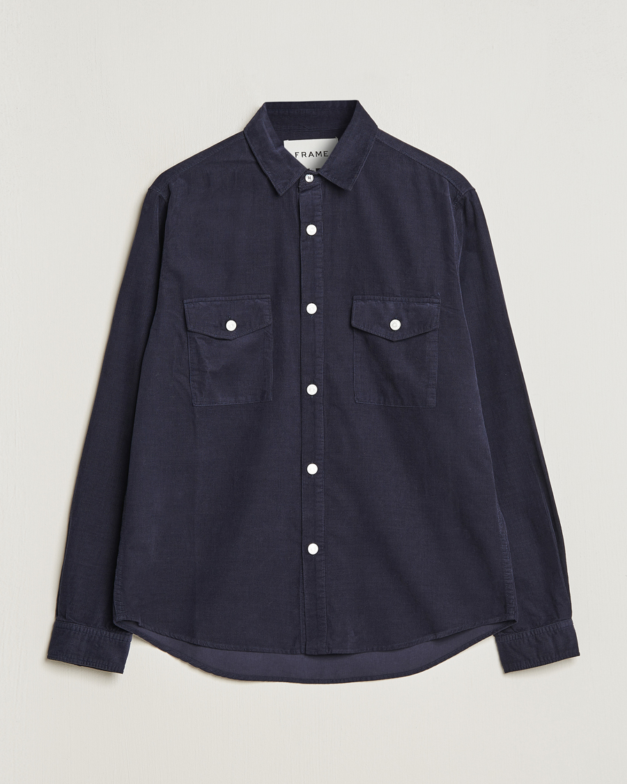 Heren | Overhemden | FRAME | Douple Pocket Micro Cord Shirt Midnight Blue