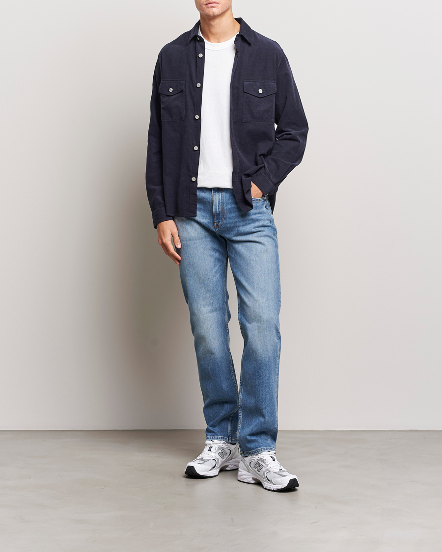 Heren | Overhemden | FRAME | Douple Pocket Micro Cord Shirt Midnight Blue