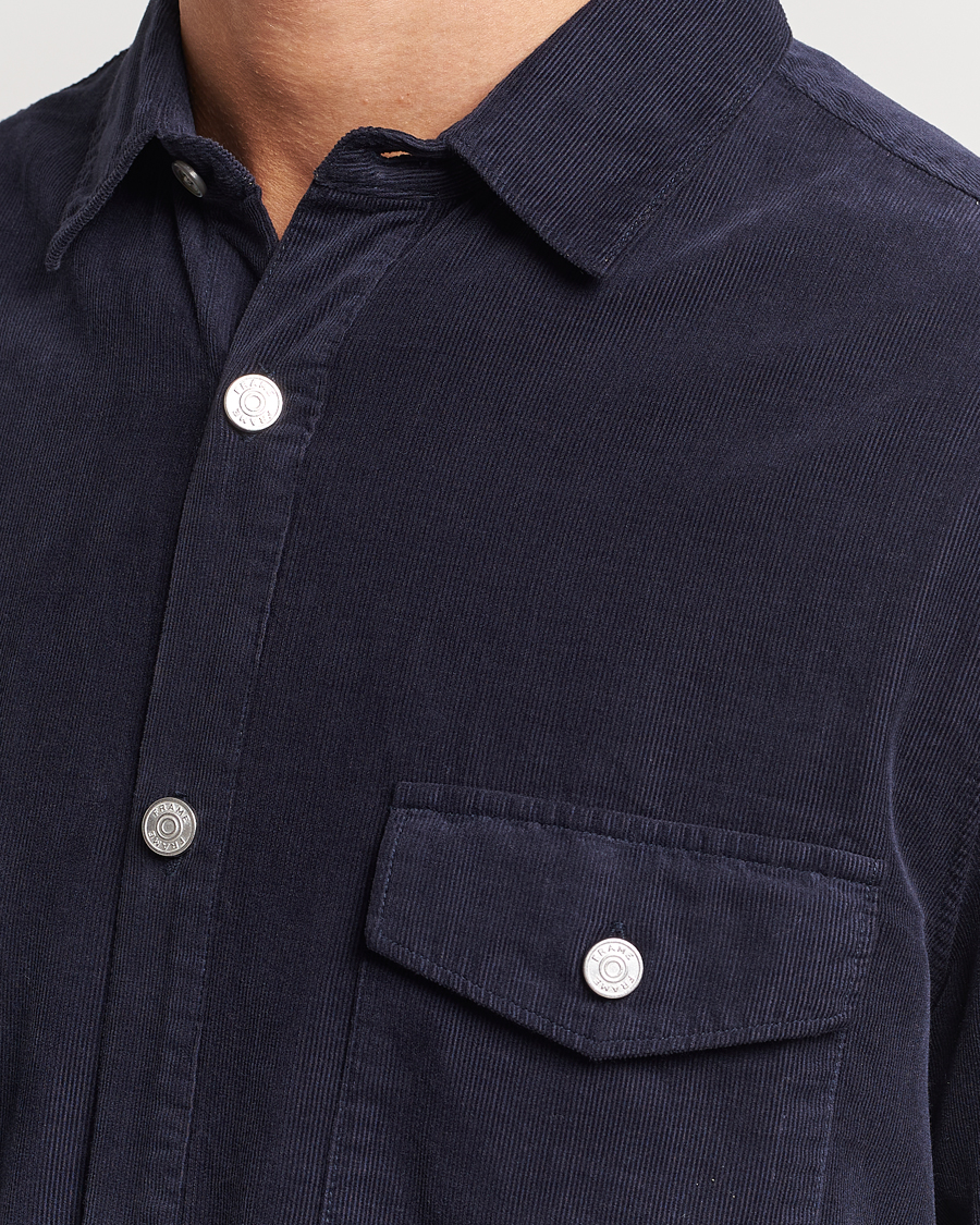 Heren | Overhemden | FRAME | Douple Pocket Micro Cord Shirt Midnight Blue