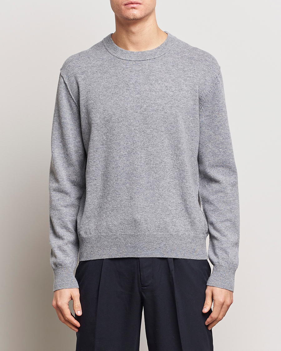 Heren | Filippa K | Filippa K | 93 Knitted Lambswool Crew Neck Sweater Grey Melange