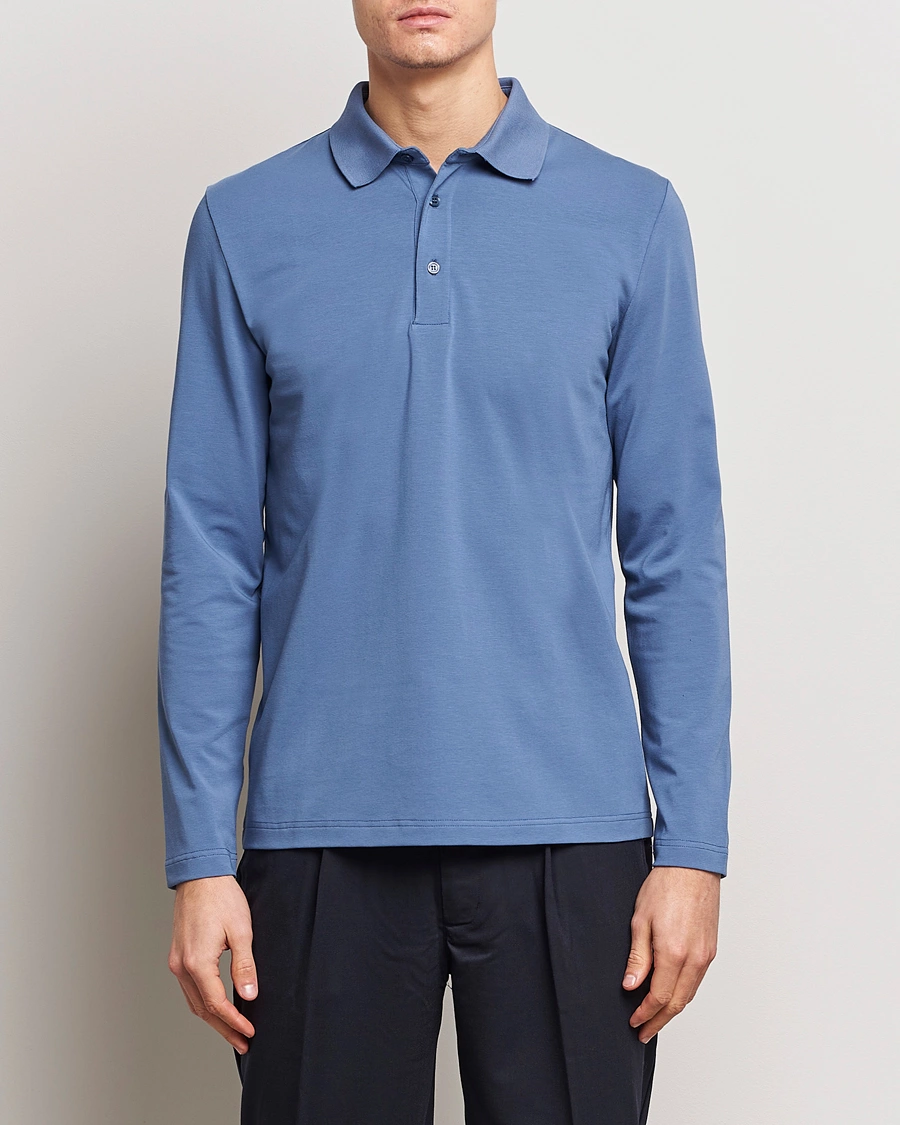 Heren | Sale | Filippa K | Luke Lycra Poloshirt Paris Blue