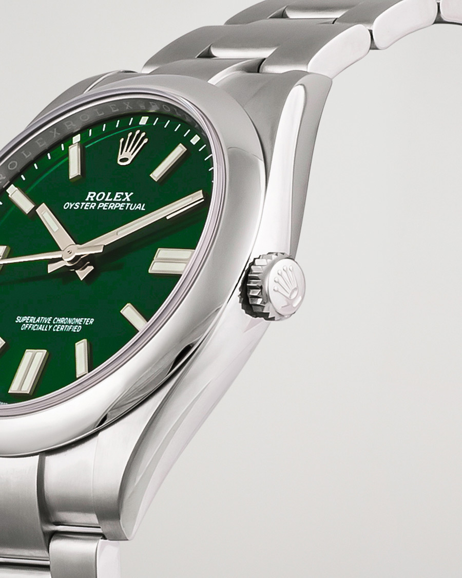 Heren | Rolex Pre-Owned Oyster Perpetual 41 Green Steel | Rolex Pre-Owned | Oyster Perpetual 41 Green Steel