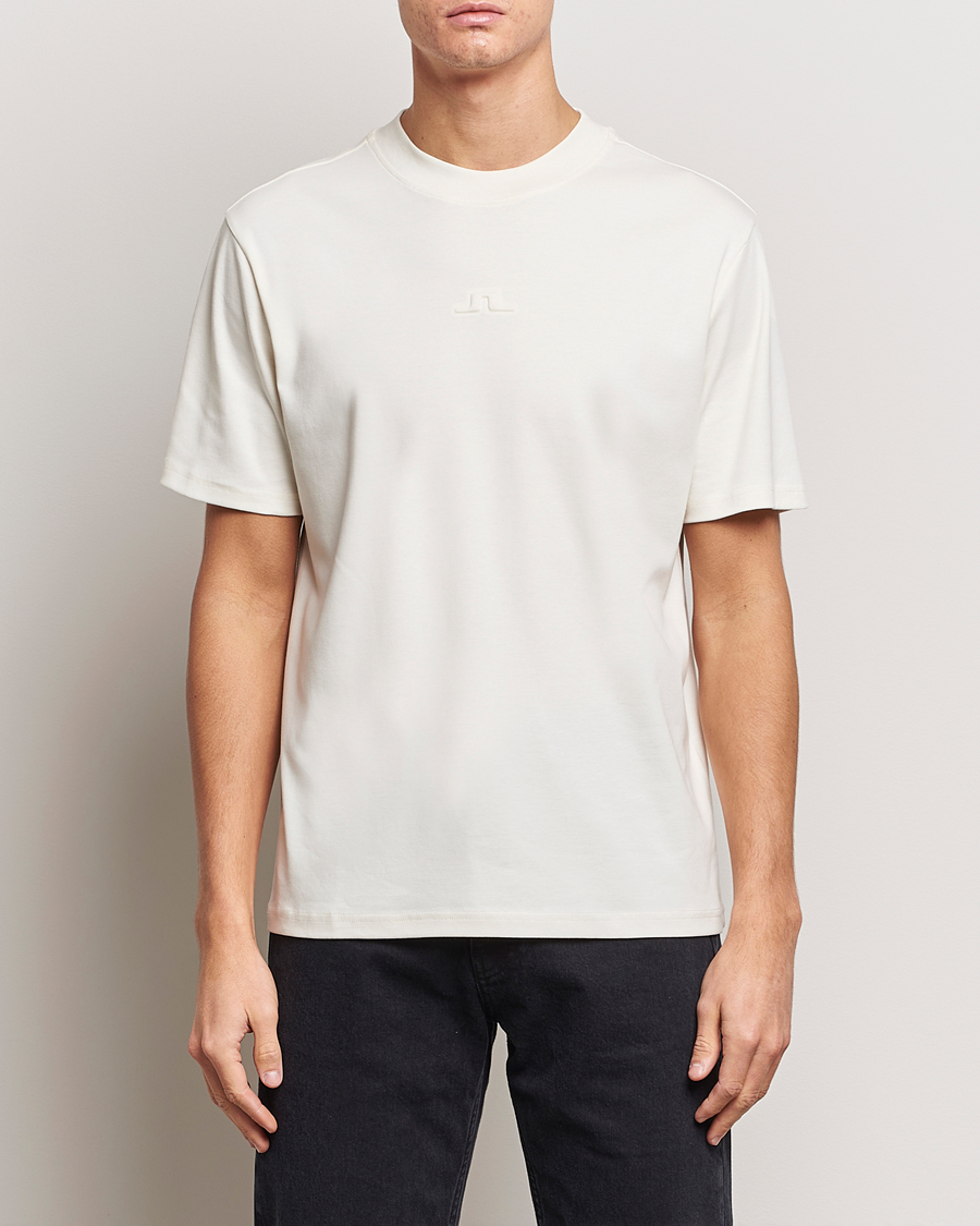 Heren | J.Lindeberg | J.Lindeberg | Adnan Logo Mock Neck T-Shirt Cloud White