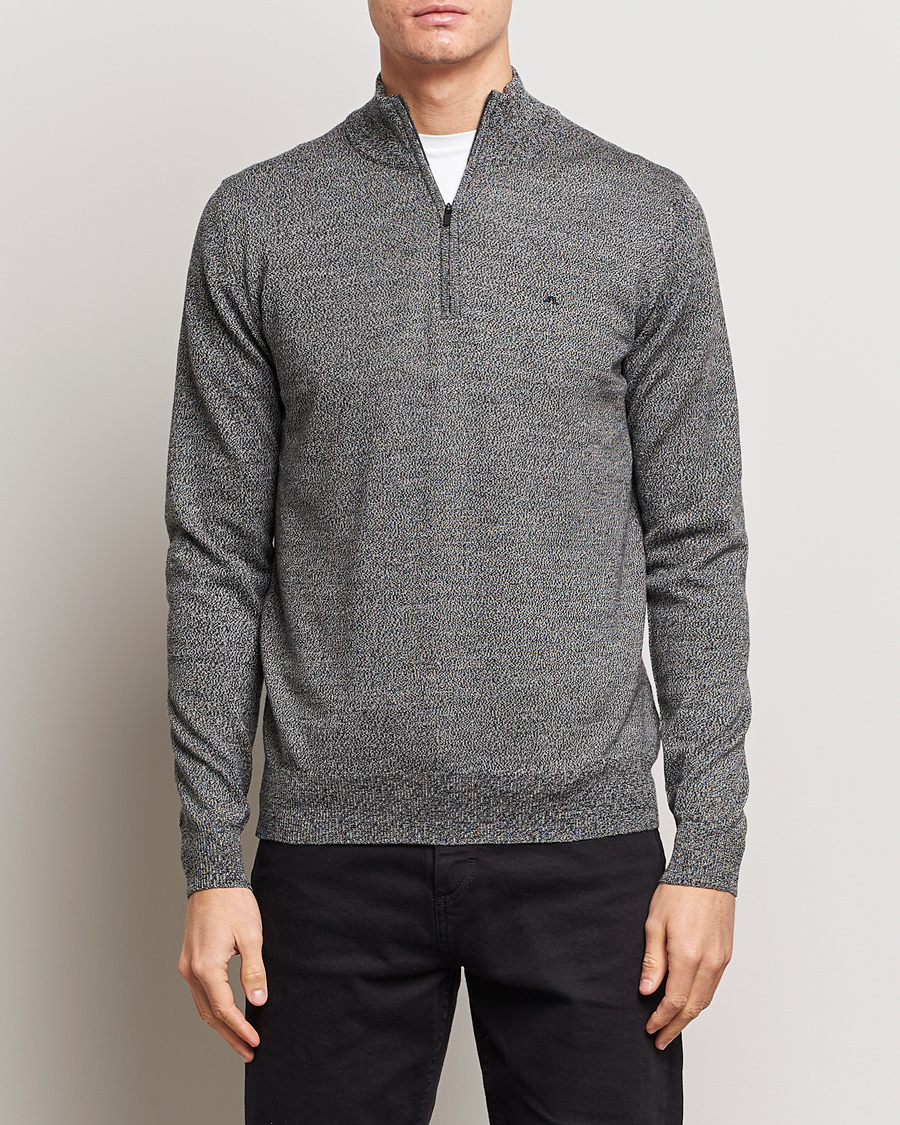 Heren | Truien | J.Lindeberg | Kiyan Quarter Zip Wool Sweater Black Melange