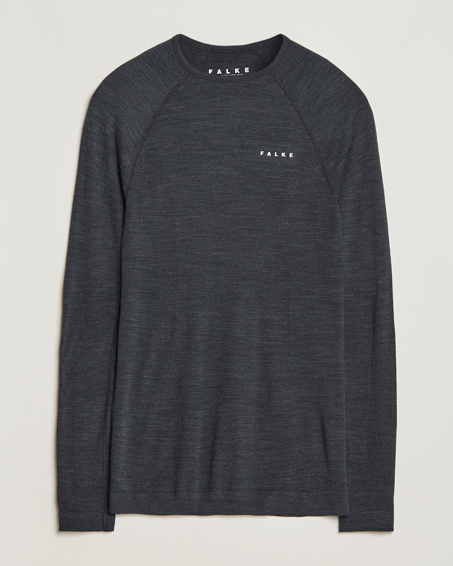 Heren |  | Falke Sport | Falke Long Sleeve Wool Tech Shirt Black