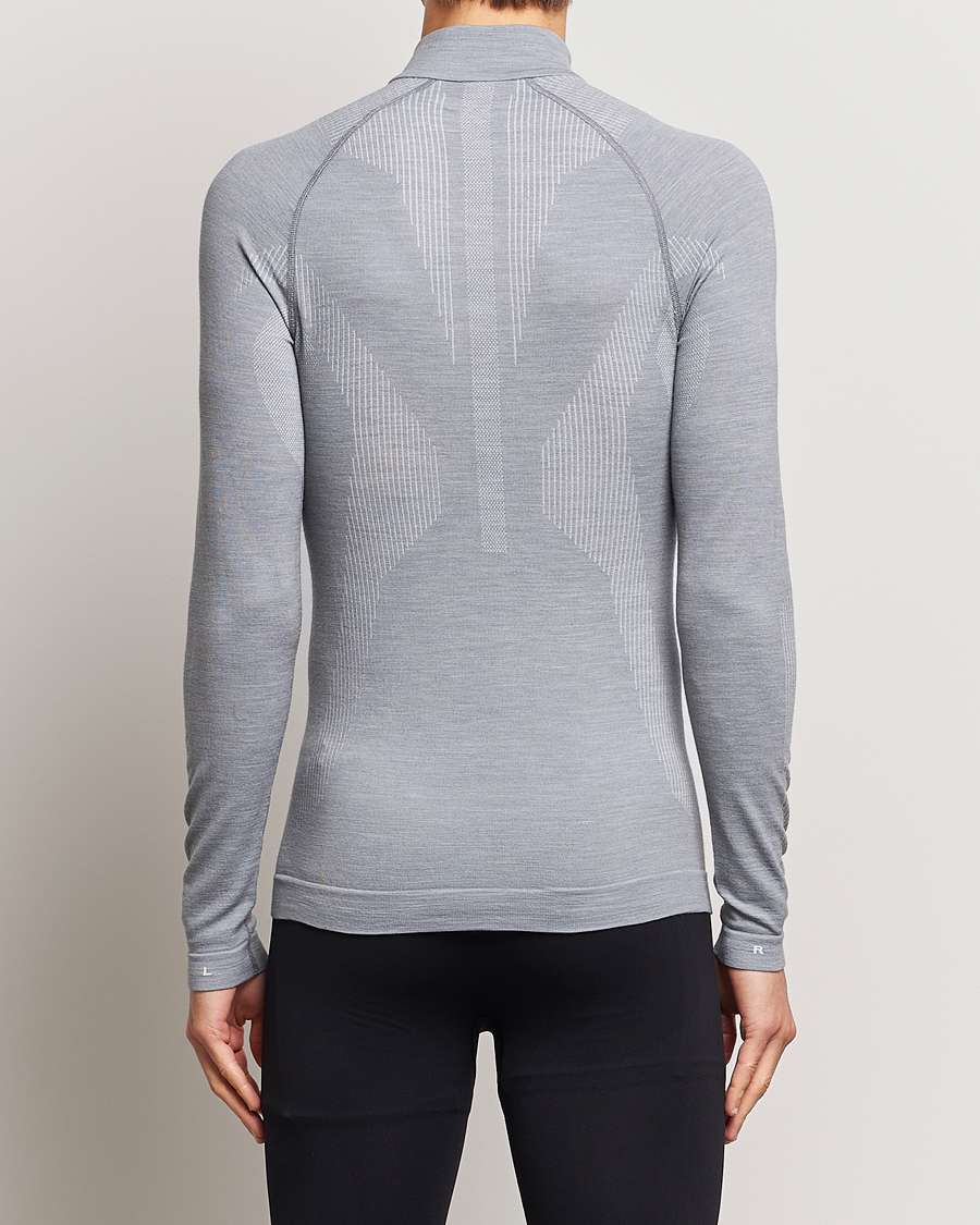 Heren | Active | Falke Sport | Falke Long Sleeve Wool Tech half Zip Shirt Grey Heather