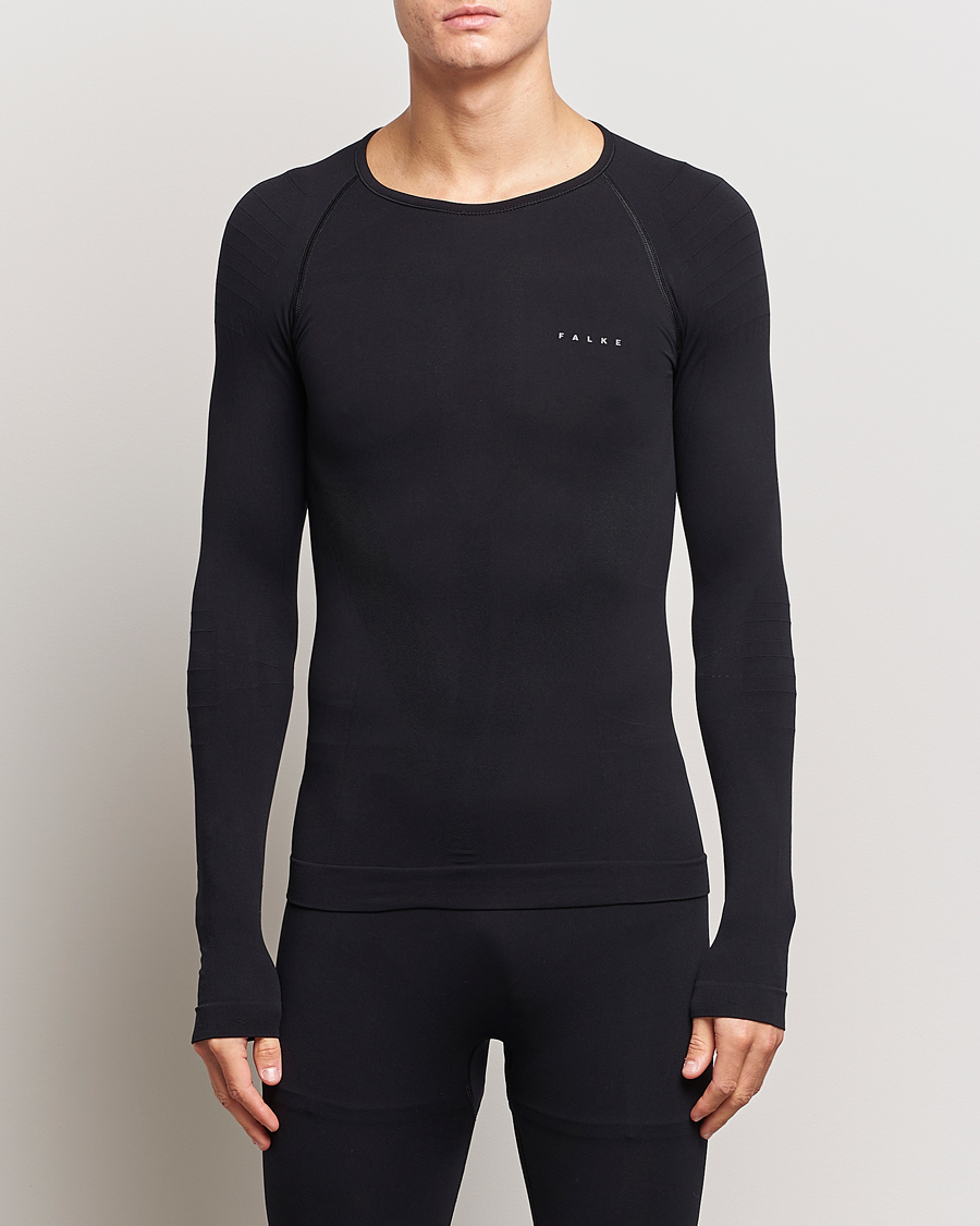 Heren | T-shirts | Falke Sport | Falke Long Sleeve Warm Shirt Black
