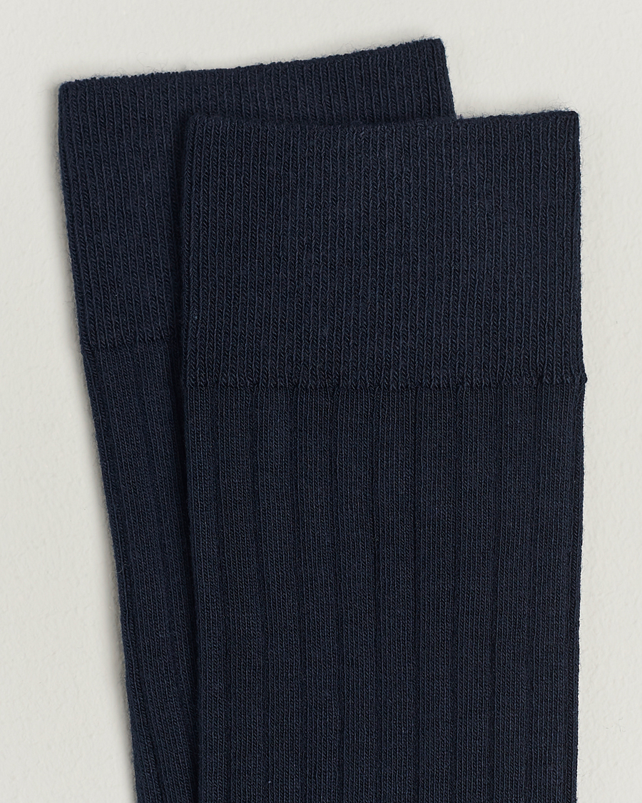 Heren | Ondergoed | A Day's March | Ribbed Cotton Socks Navy