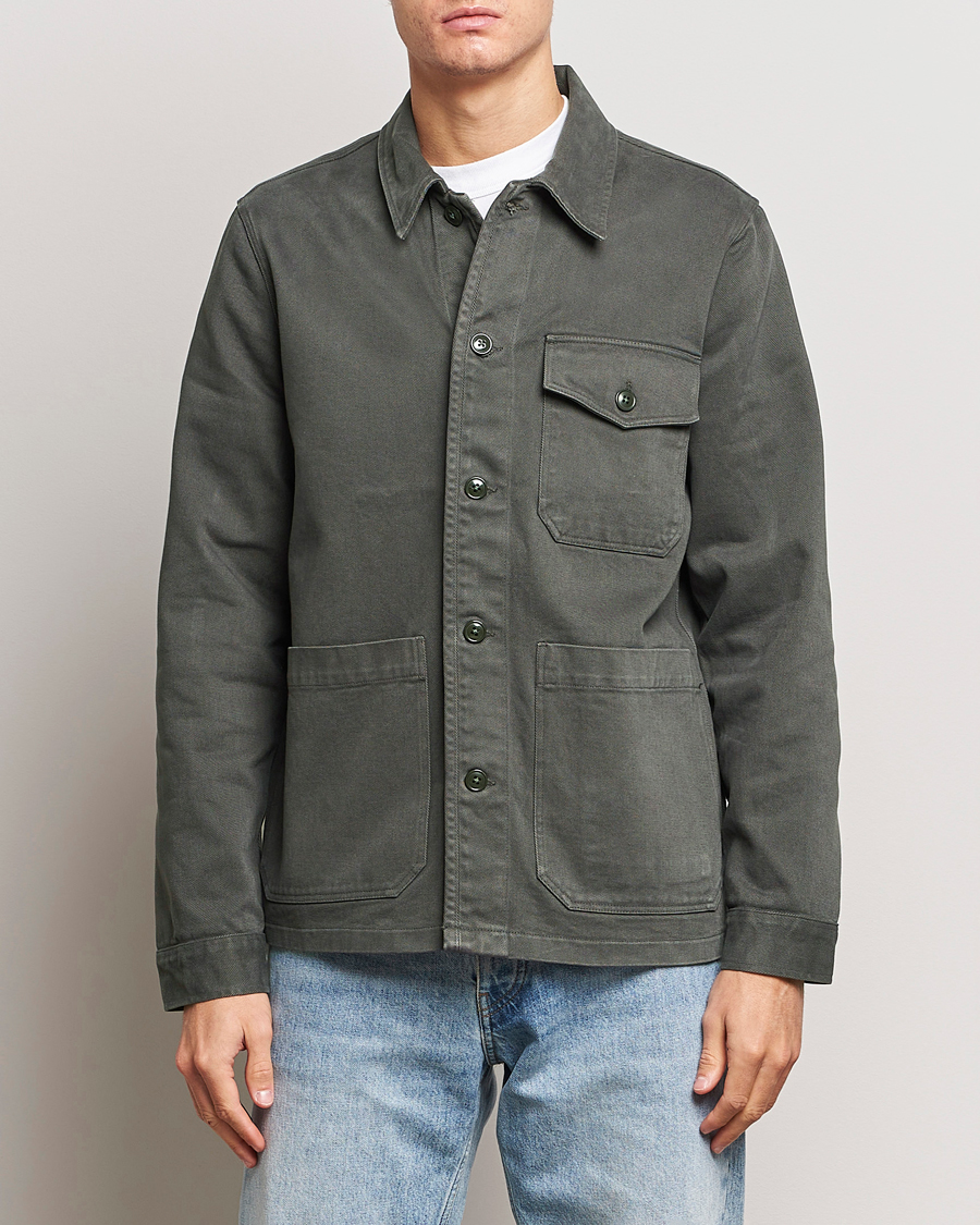 Heren | Shirt jassen | A Day's March | Patch Pocket Sturdy Twill Overshirt Olive
