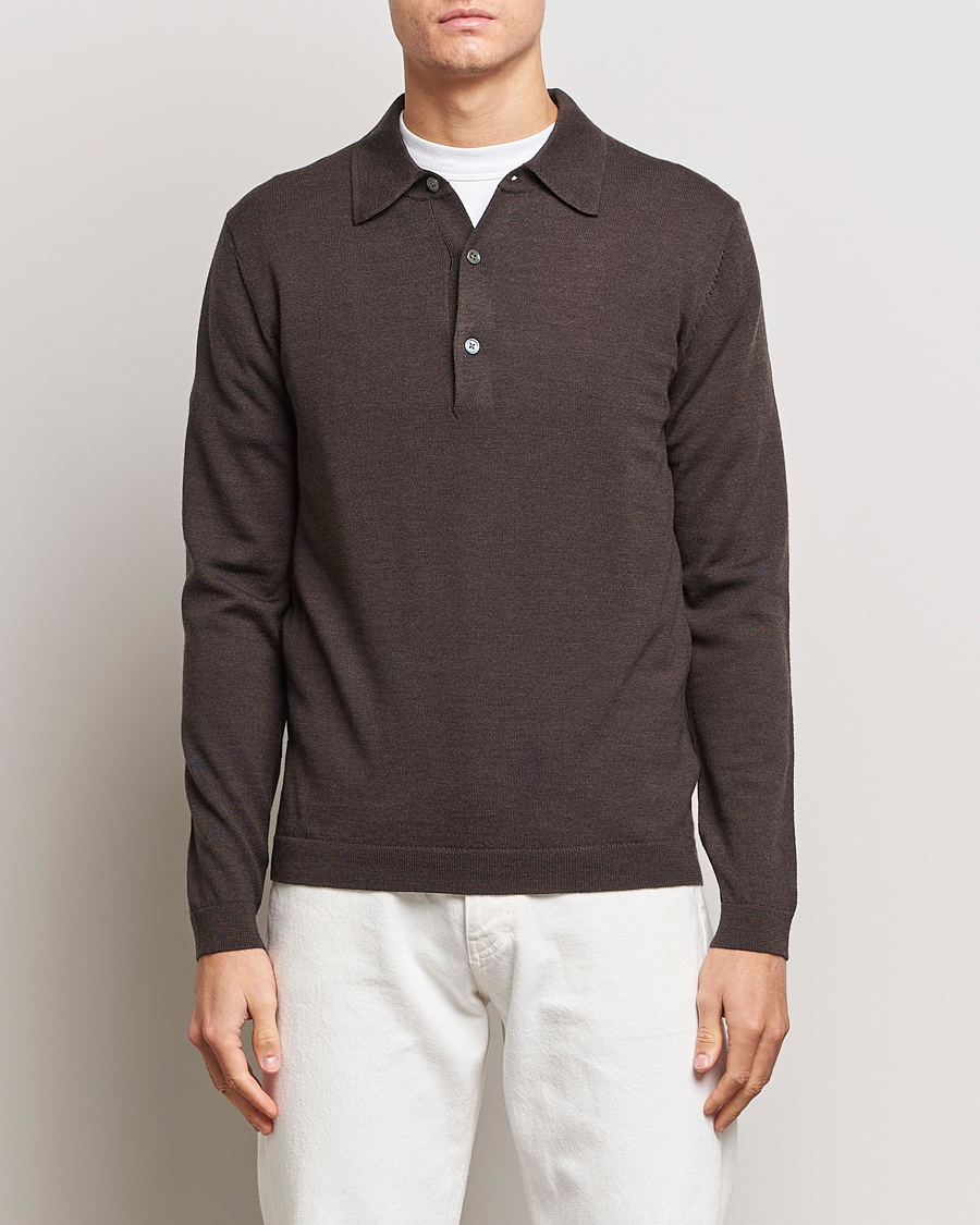 Heren | Business & Beyond | A Day's March | Ambroz Merino Polo Dark Brown